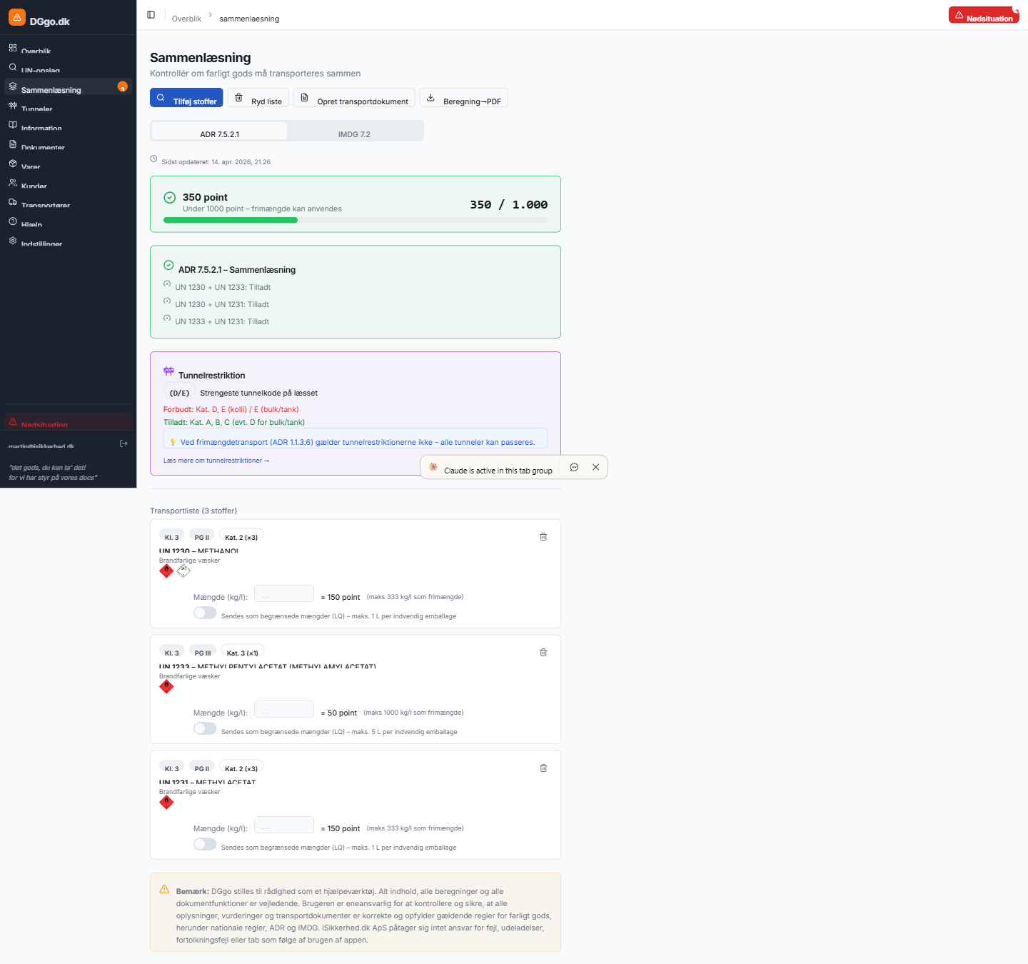 DGgo sammenlæsningsberegning